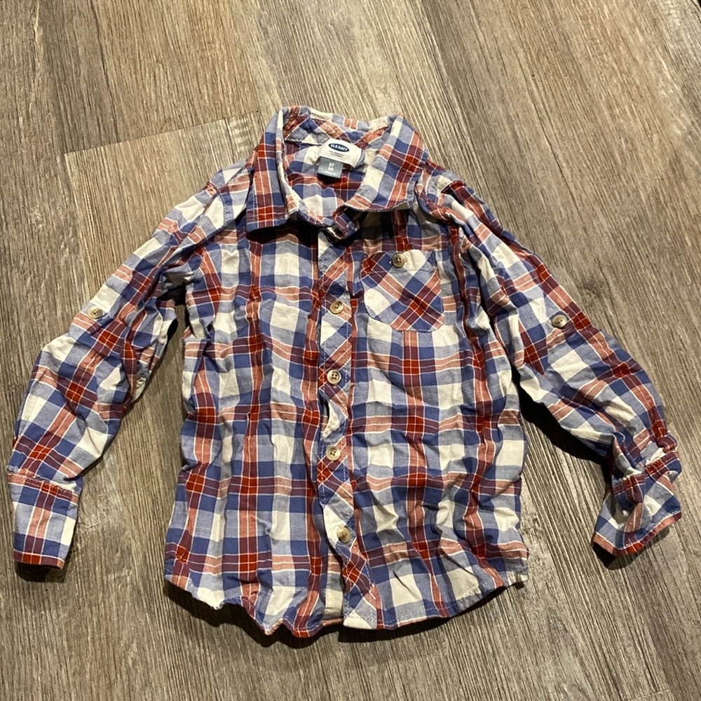 Button up toddlers 5t dress shirt plaid Old Navy